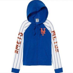 RARE VS PINK NEW YORK METS BLING HOODIE SIZE L